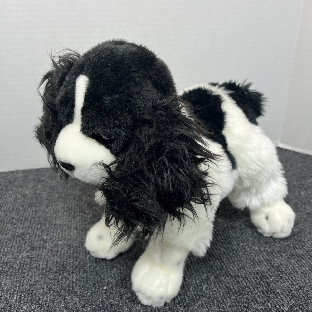 Aurora Springer Spaniel Dog Puppy Stuffed Animal Plush Toy Black White VTG